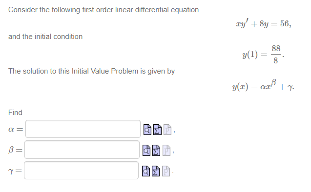 Solved Consider the following first order linear | Chegg.com