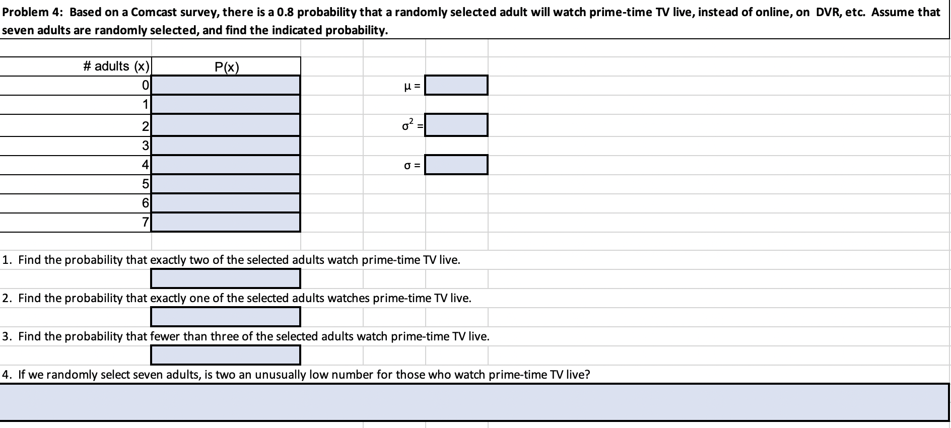 Problem 4: Based on a Comcast survey, there is a 0.8 | Chegg.com