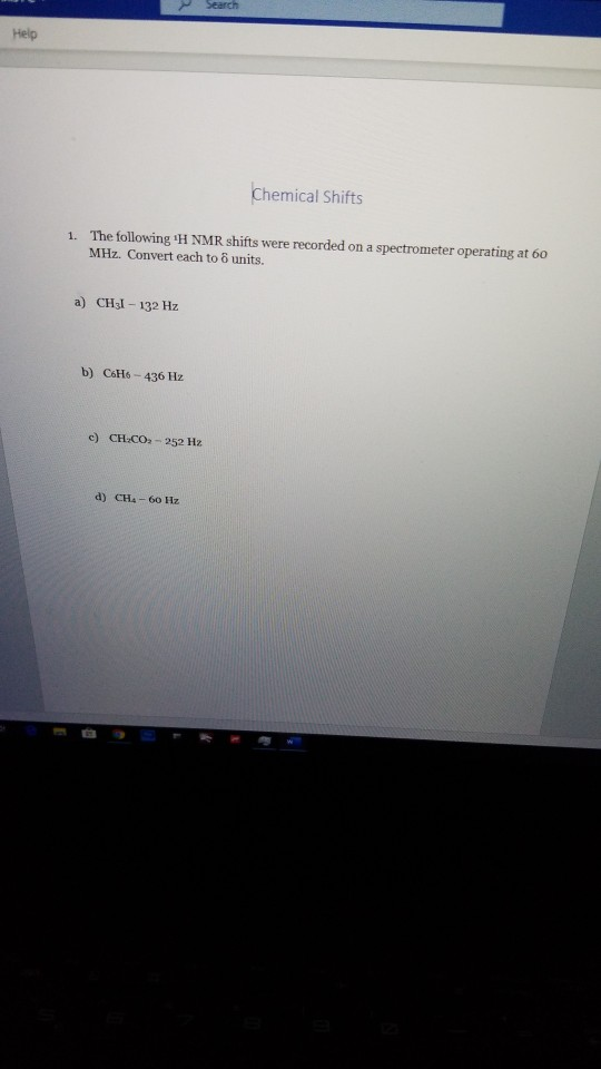 Solved Search Help Chemical Shifts 1. The Following 'H NMR | Chegg.com