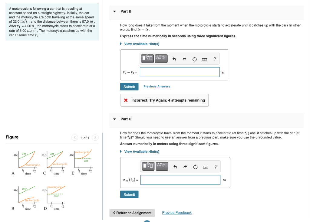 solved-a-motorcycle-is-following-a-car-that-is-traveling-at-chegg