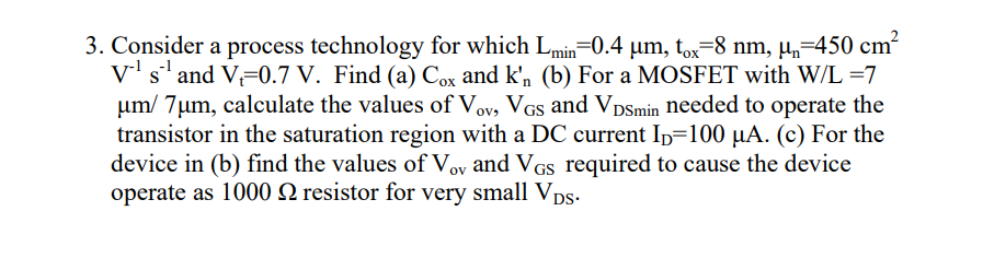 Consider a process technology for which Lmin=0.4 μm, | Chegg.com