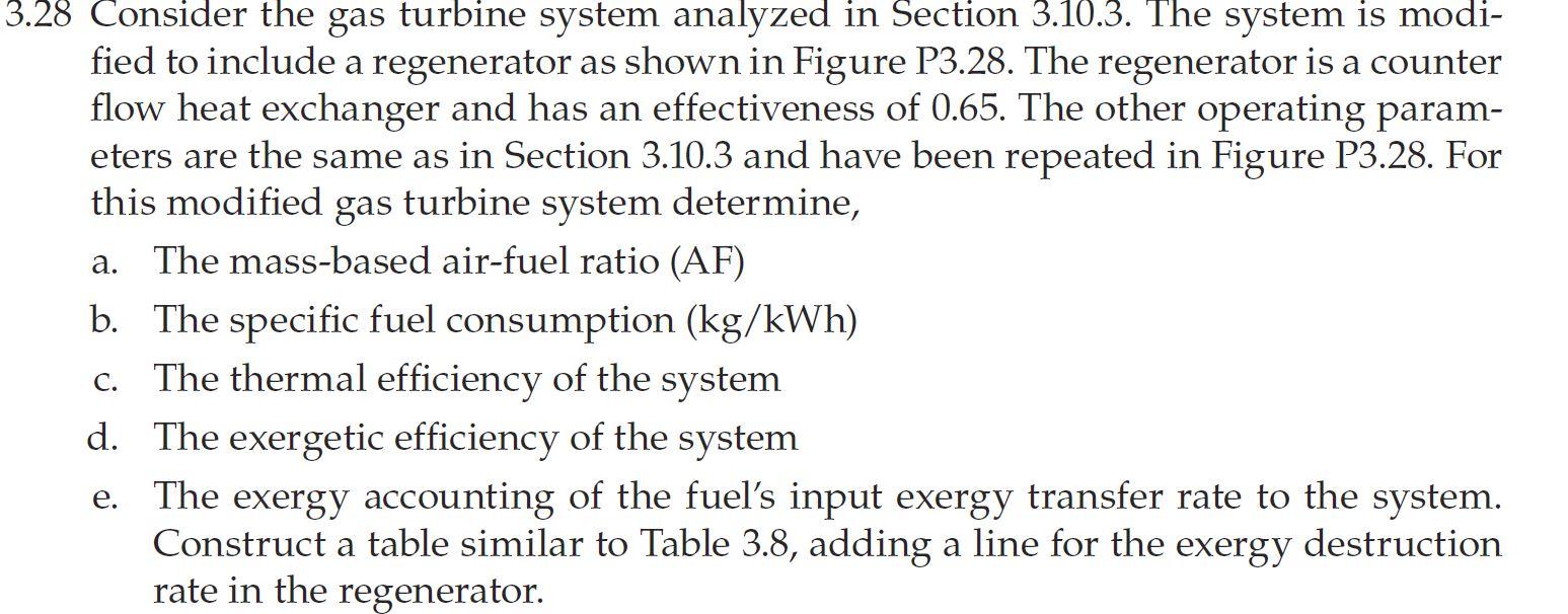 Solved A. 3.28 Consider The Gas Turbine System Analyzed In | Chegg.com