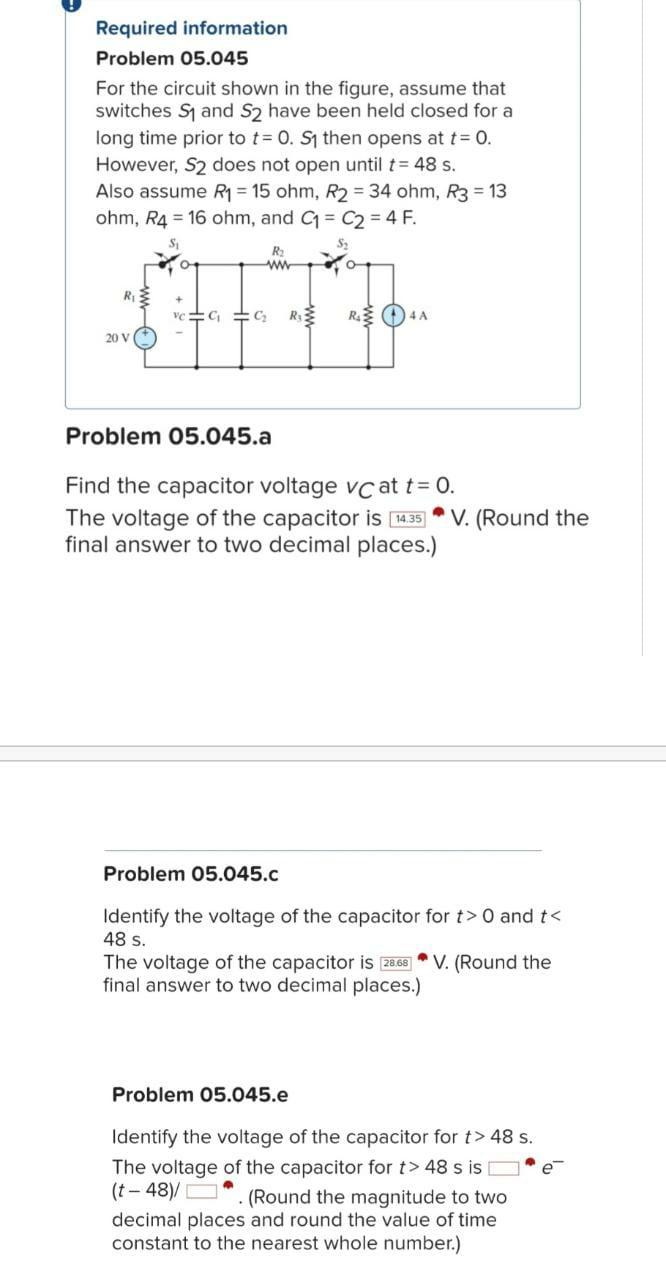 Solved Required Information Problem 05.045 For The Circuit | Chegg.com