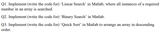 Q1. Implement (write the code for) "Linear Search' in | Chegg.com