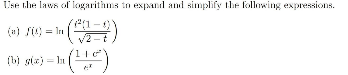 Solved Use The Laws Of Logarithms To Expand And Simplify The | Chegg.com