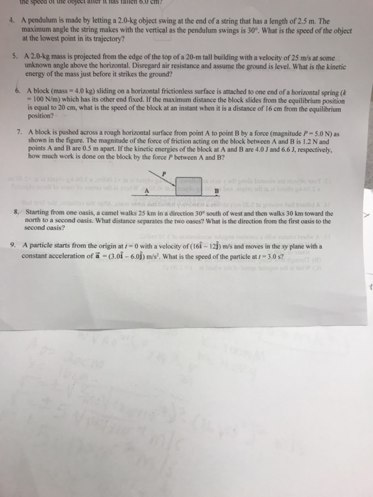 Solved 4. A pendulum is made by letting a 2.0-kg object | Chegg.com