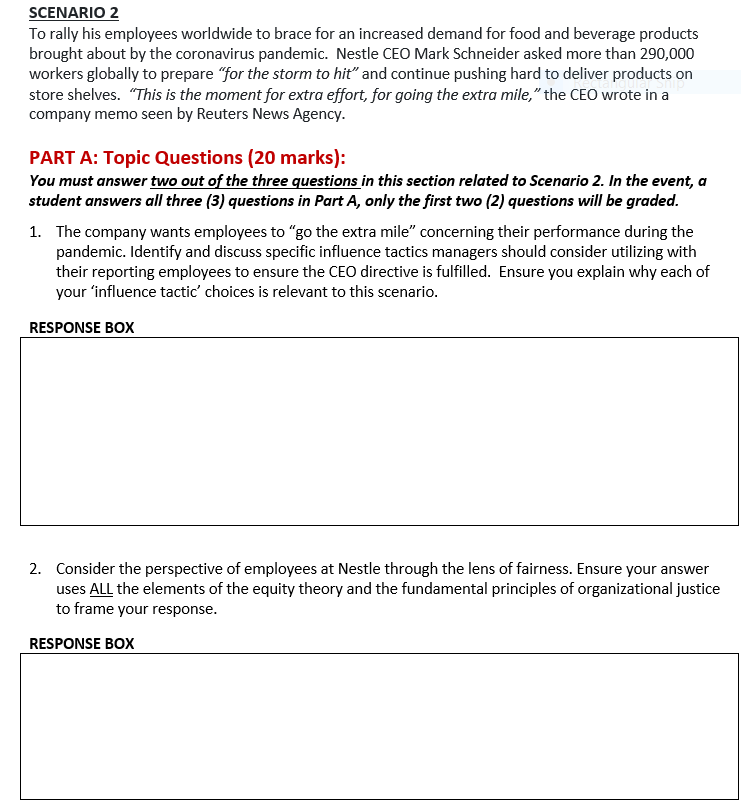 Solved SCENARIO 2 To rally his employees worldwide to brace | Chegg.com