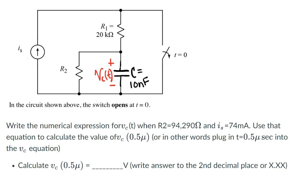 Solved In the circuit shown above, the switch opens at t=0. | Chegg.com