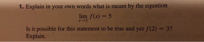 Solved 1. Explain in your own words what is meant by the | Chegg.com