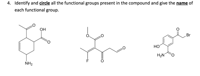 Solved 4 Identify And Circle All The Functional Groups 5294