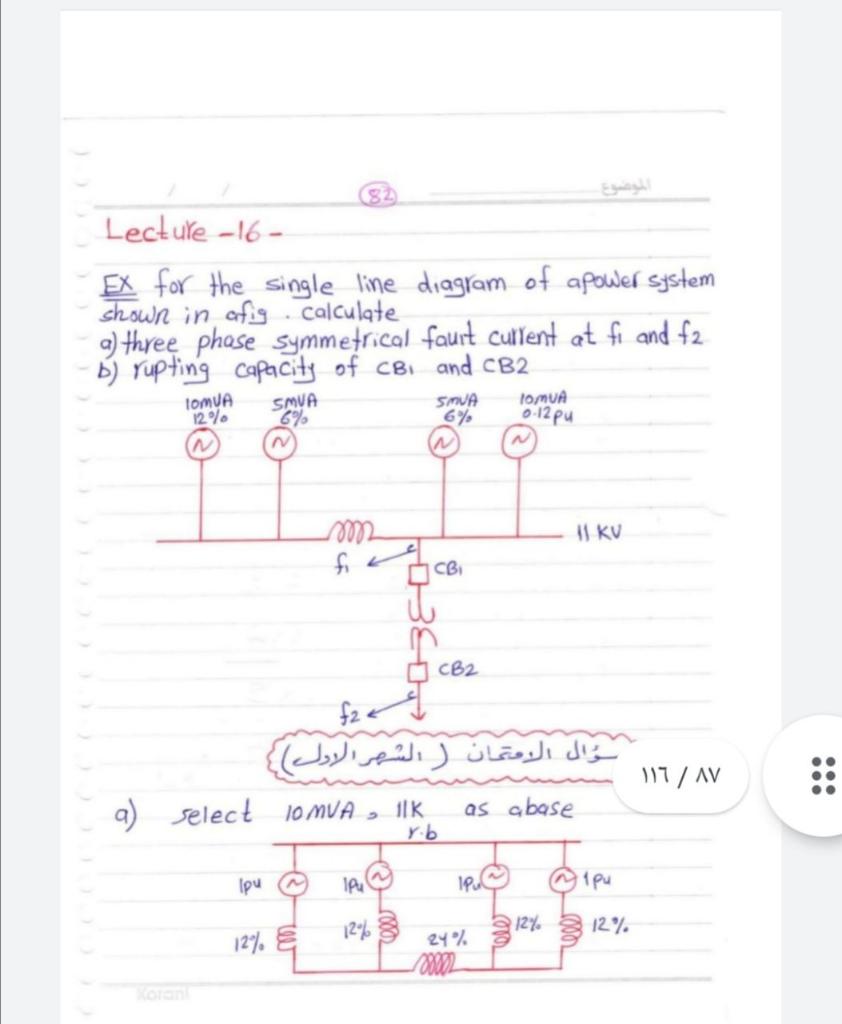 Solved 82 Lecture -16- EX for the single line diagram of | Chegg.com