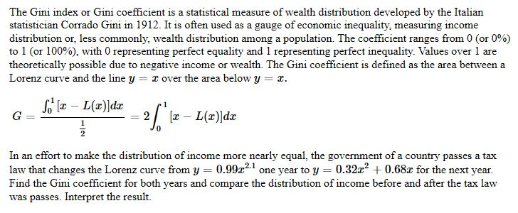 Solved The Gini Index Or Gini Coefficient Is A Statistical | Chegg.com