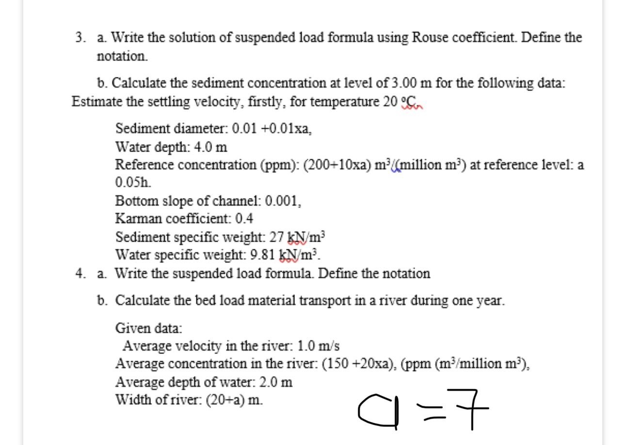 Solved 3. a. Write the solution of suspended load formula