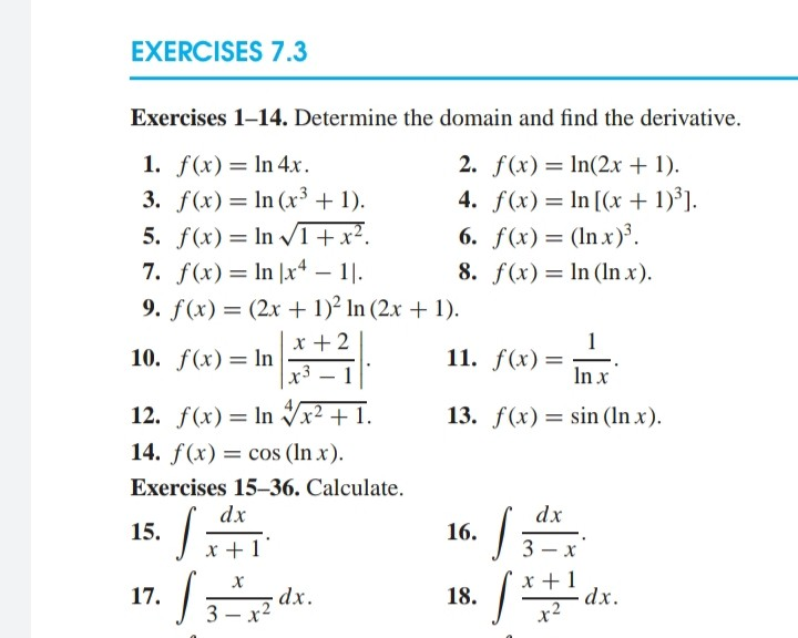 Solved EXERCISES 7.3 Exercises 1-14. Determine the domain | Chegg.com