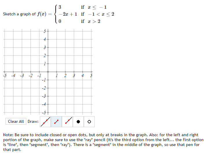 Solved Sketch a graph of f(x)=⎩⎨⎧3−2x+10 if x≤−1 if −1 | Chegg.com