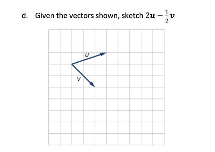 Solved d. Given the vectors shown, sketch 2u - v , 2 u V | Chegg.com