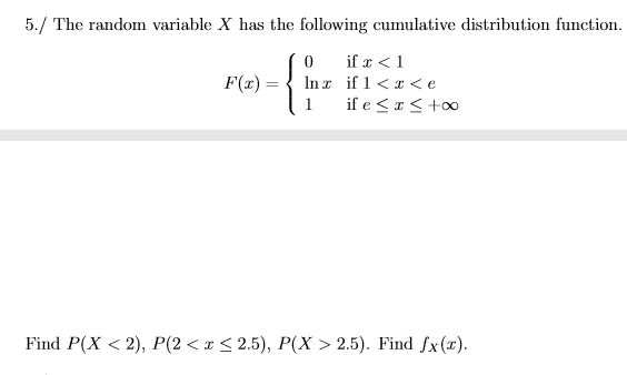 Solved 5./ The random variable X has the following | Chegg.com