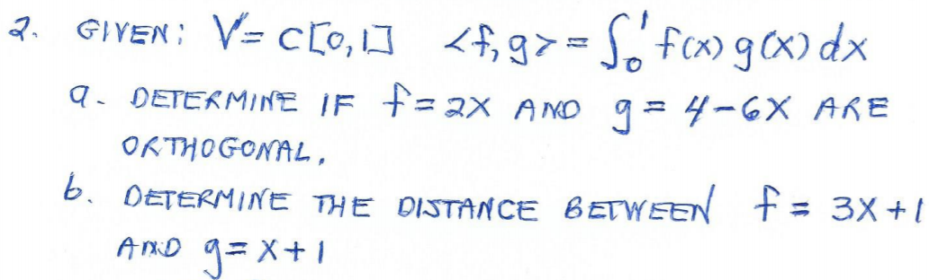 Solved 2 Given V C 0 1 F G Sof X G X Dx Q Chegg Com