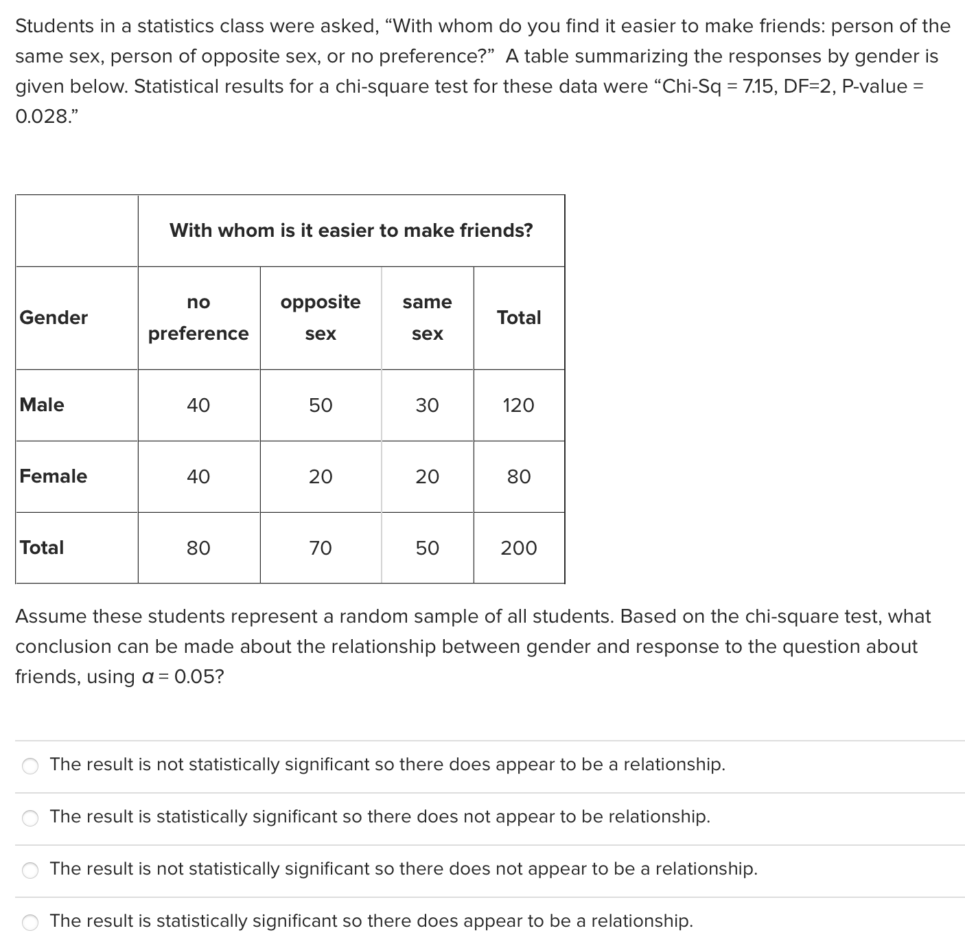 Solved Students in a statistics class were asked, 