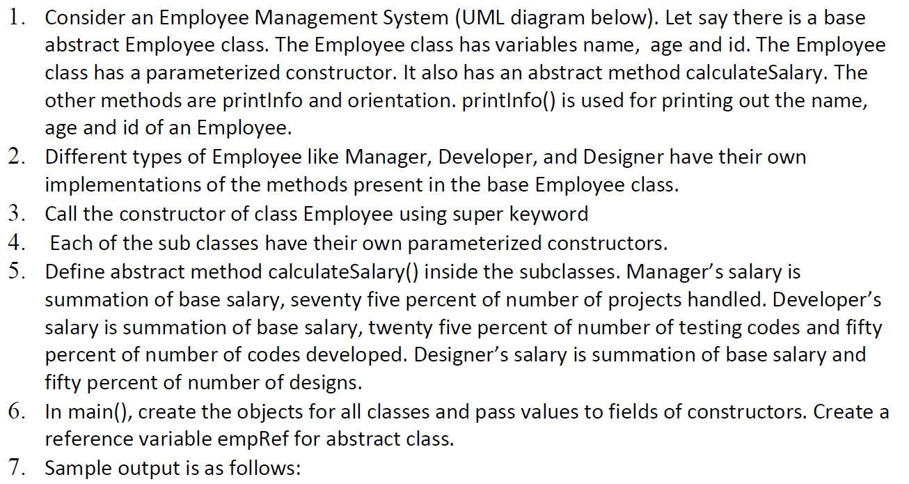 Solved Java - Abstract class Name of the employee:Kira is | Chegg.com