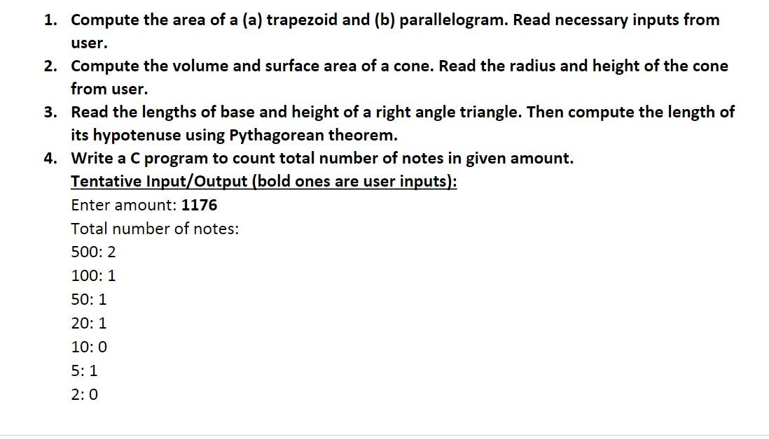 Solved 1. Compute The Area Of A (a) Trapezoid And (b) | Chegg.com