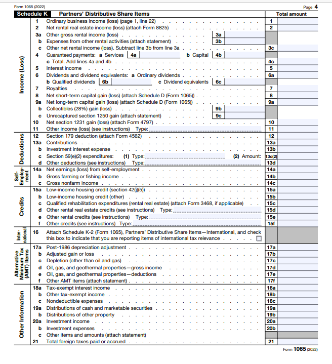 Tax Form Preparation Please help with Schedule K for | Chegg.com