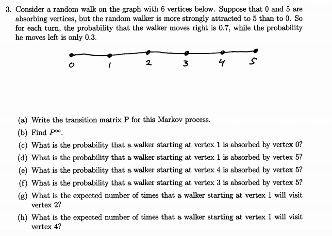 Solved 3. Consider a random walk on the graph with 6 | Chegg.com