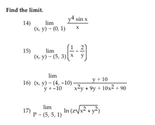 Solved Find The Limit. Lim (x, Y) Rightarrow (0, 1) Y^4 Sin 