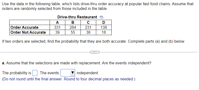 Solved Use the data in the following table, which lists | Chegg.com