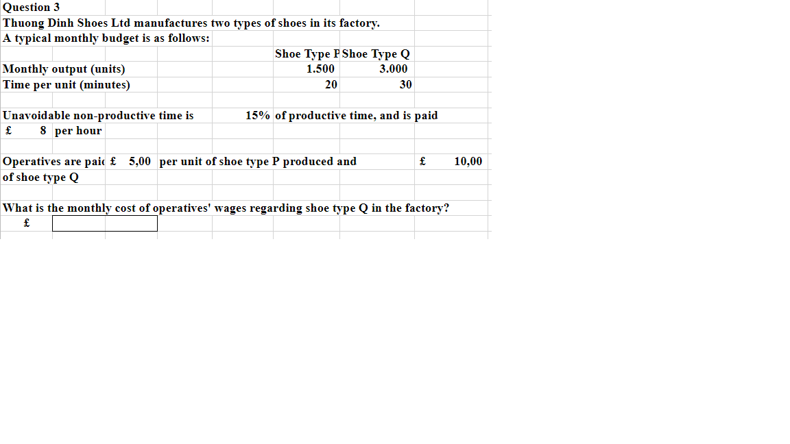 Solved Question 3 Thuong Dinh Shoes Ltd manufactures two