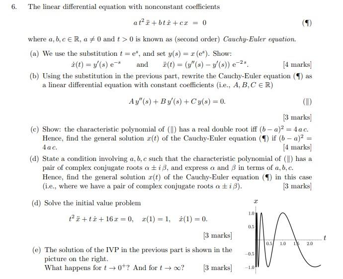 Solved 6. The linear differential equation with nonconstant | Chegg.com