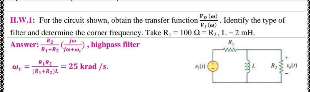 Solved . Vow) H.W.1: For the circuit shown, obtain the | Chegg.com