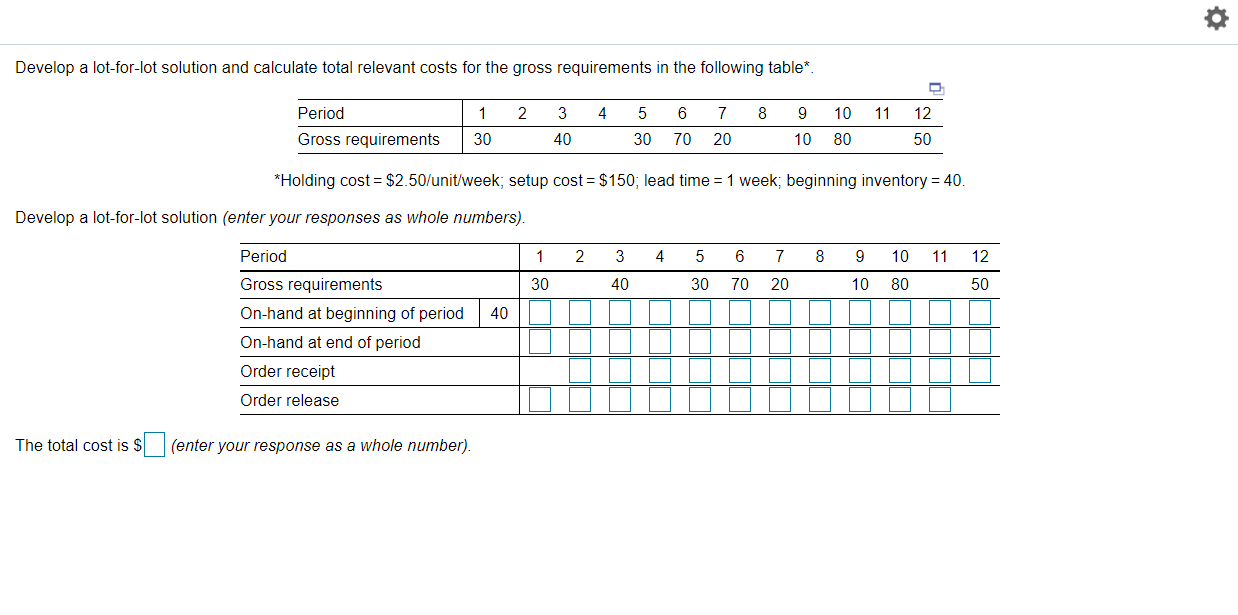 Solved Develop a lotforlot solution and calculate total