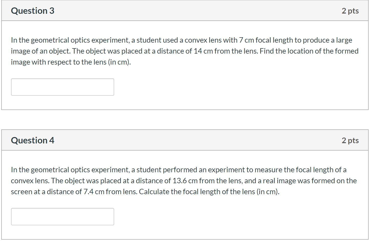 Solved Question 3 2 pts In the geometrical optics | Chegg.com