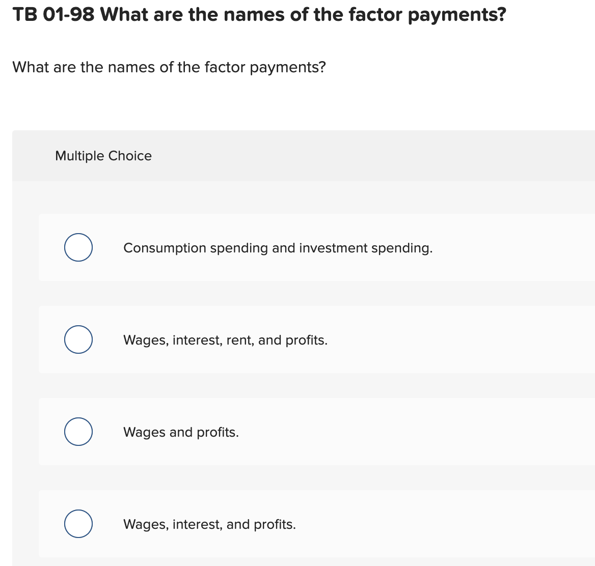 Solved TB 01-98 ﻿What are the names of the factor | Chegg.com