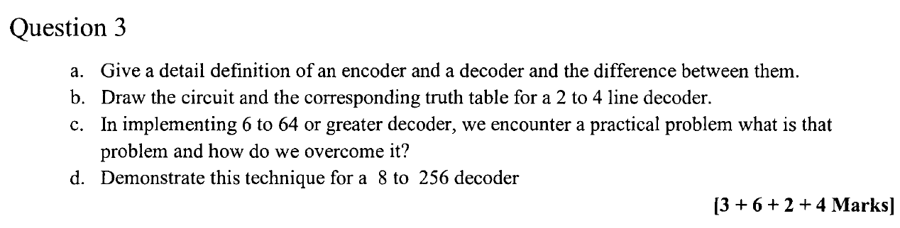 Solved a. Give a detail definition of an encoder and a | Chegg.com