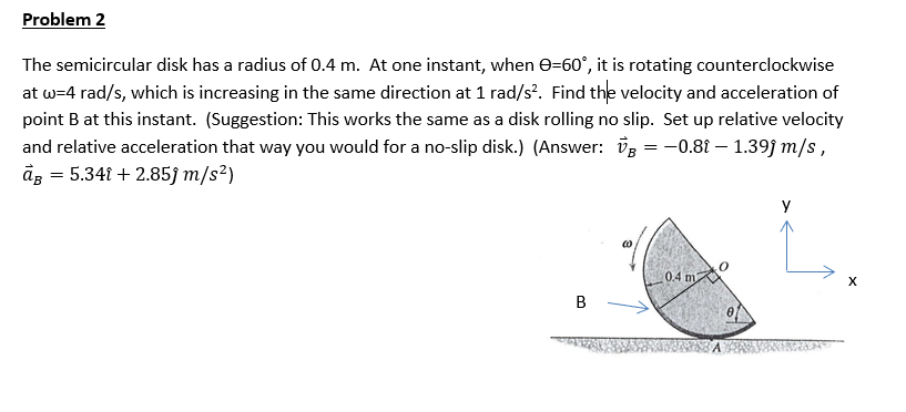 Solved Problem 2 The semicircular disk has a radius of 0.4 | Chegg.com