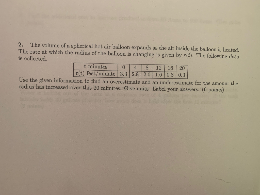 Solved 2. The volume of a spherical hot air balloon expands