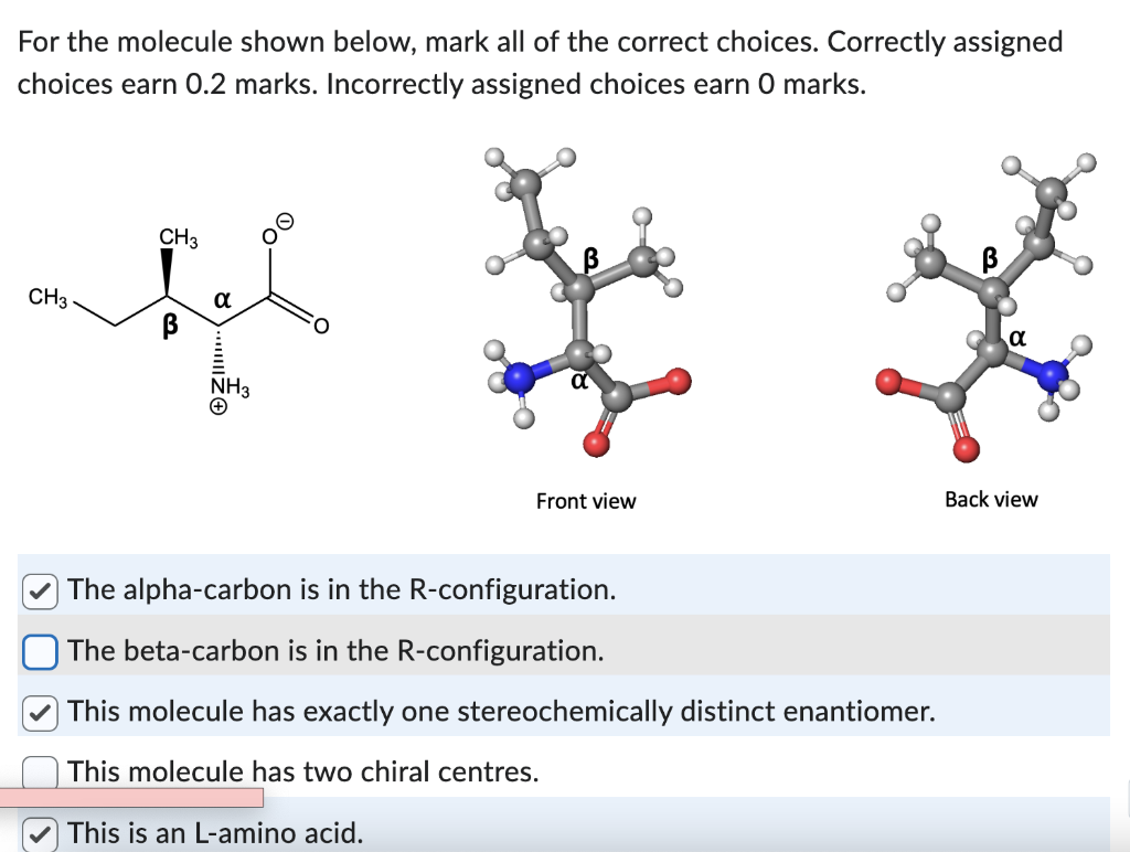 Solved For the molecule shown below, mark all of the correct | Chegg.com