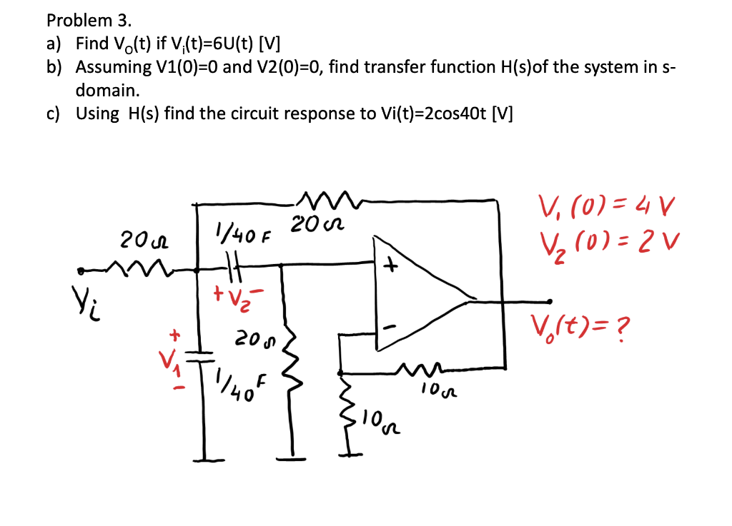 Solved Problem 3. A) Find Vo(t) If V(t)=6U(t) [V] B) | Chegg.com