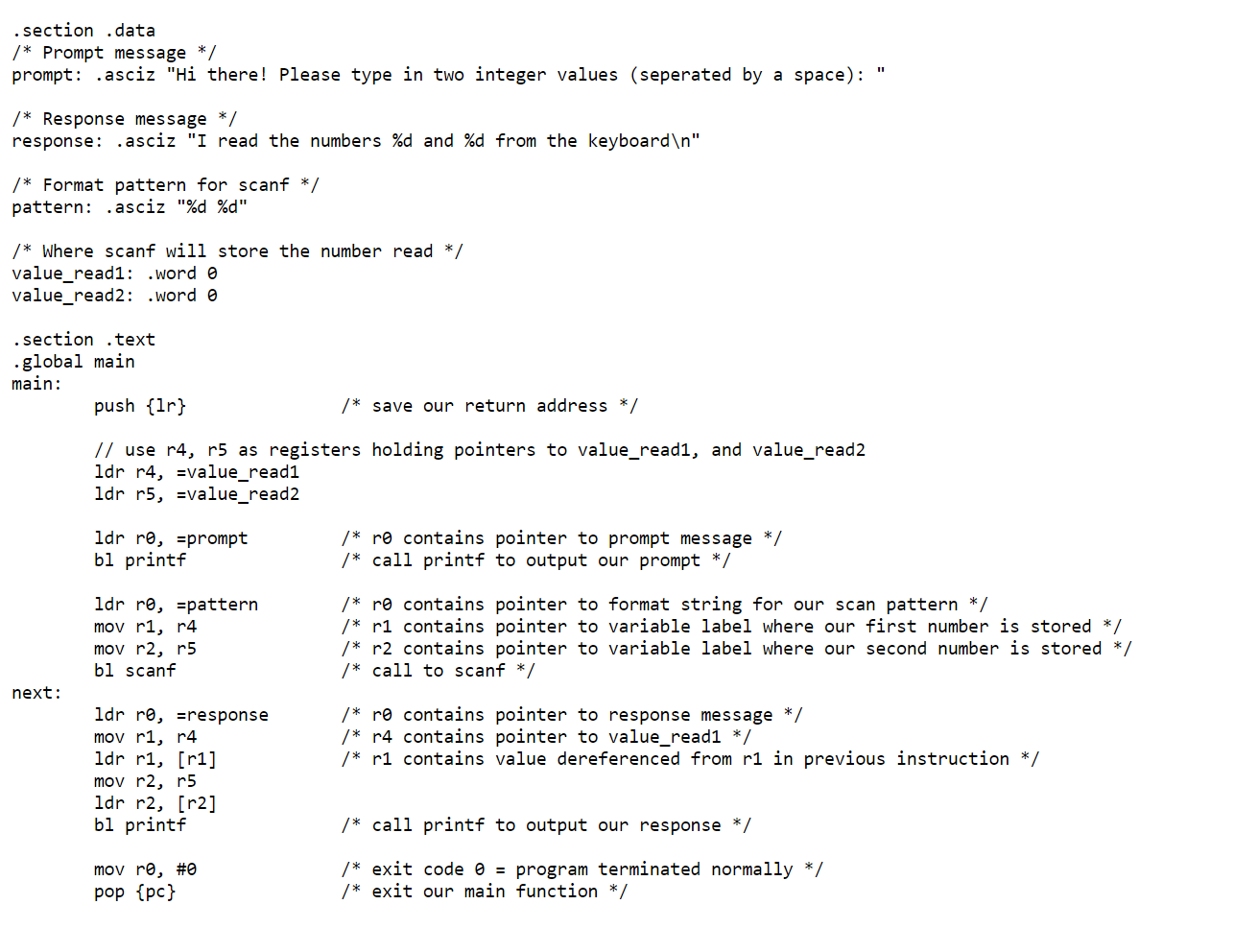 Solved Two Integer Data OperationsWrite an ARM Assembly | Chegg.com