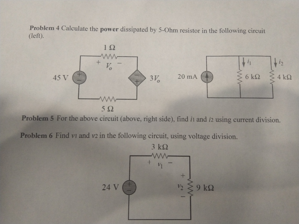 Problem 4 Calculate The Power Dissipated 5 Ohm Chegg 