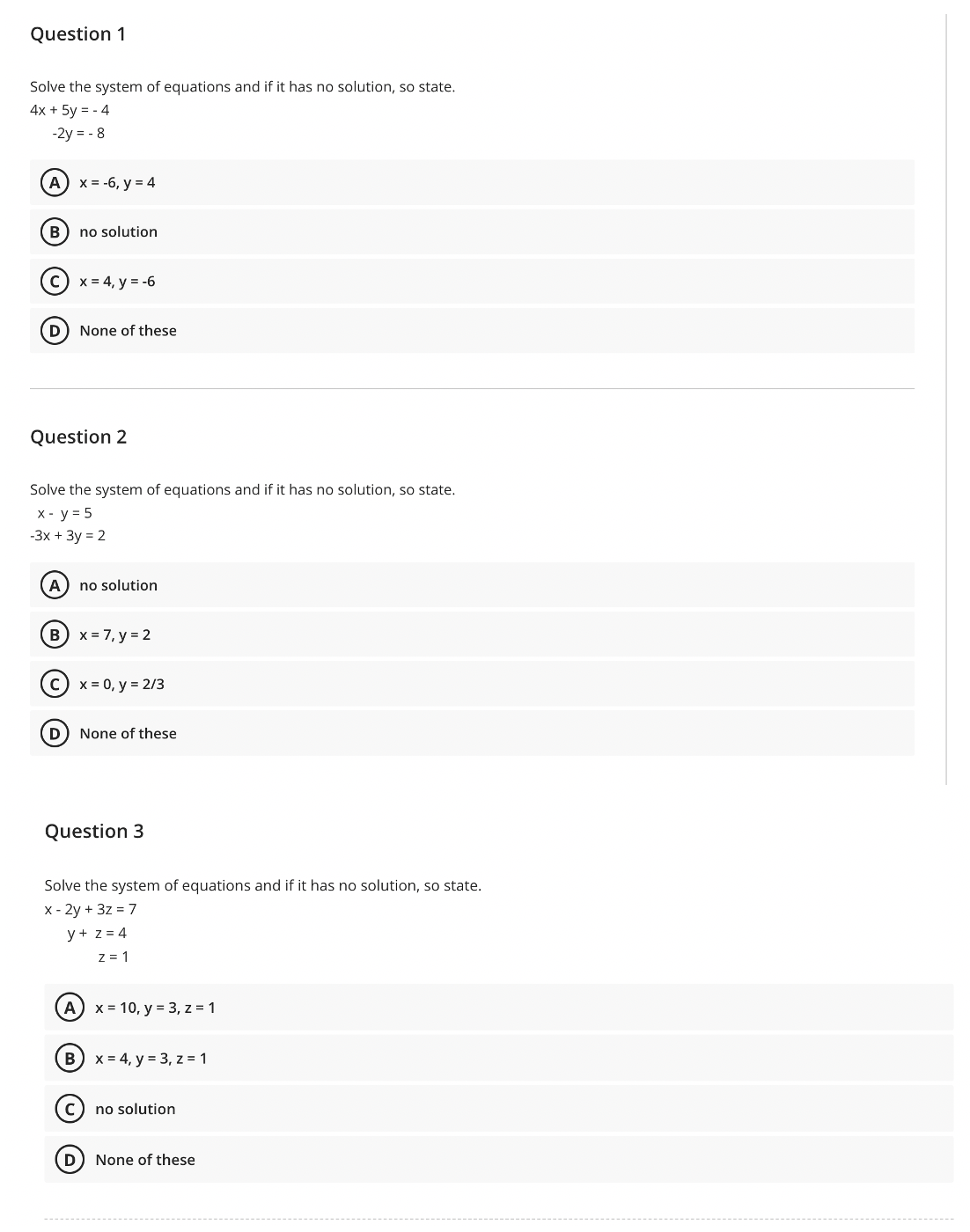 Solved Solve the system of equations and if it has no | Chegg.com