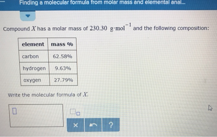 Solved Finding a molecular formula from molar mass and | Chegg.com