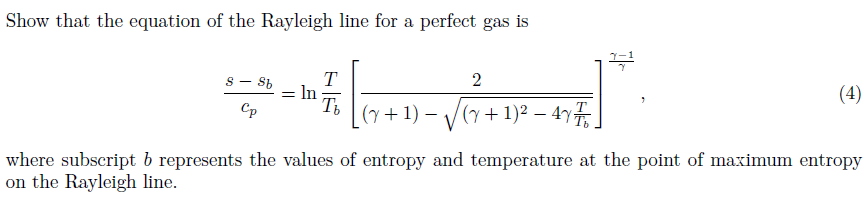 Solved Show that the equation of the Rayleigh line for a | Chegg.com