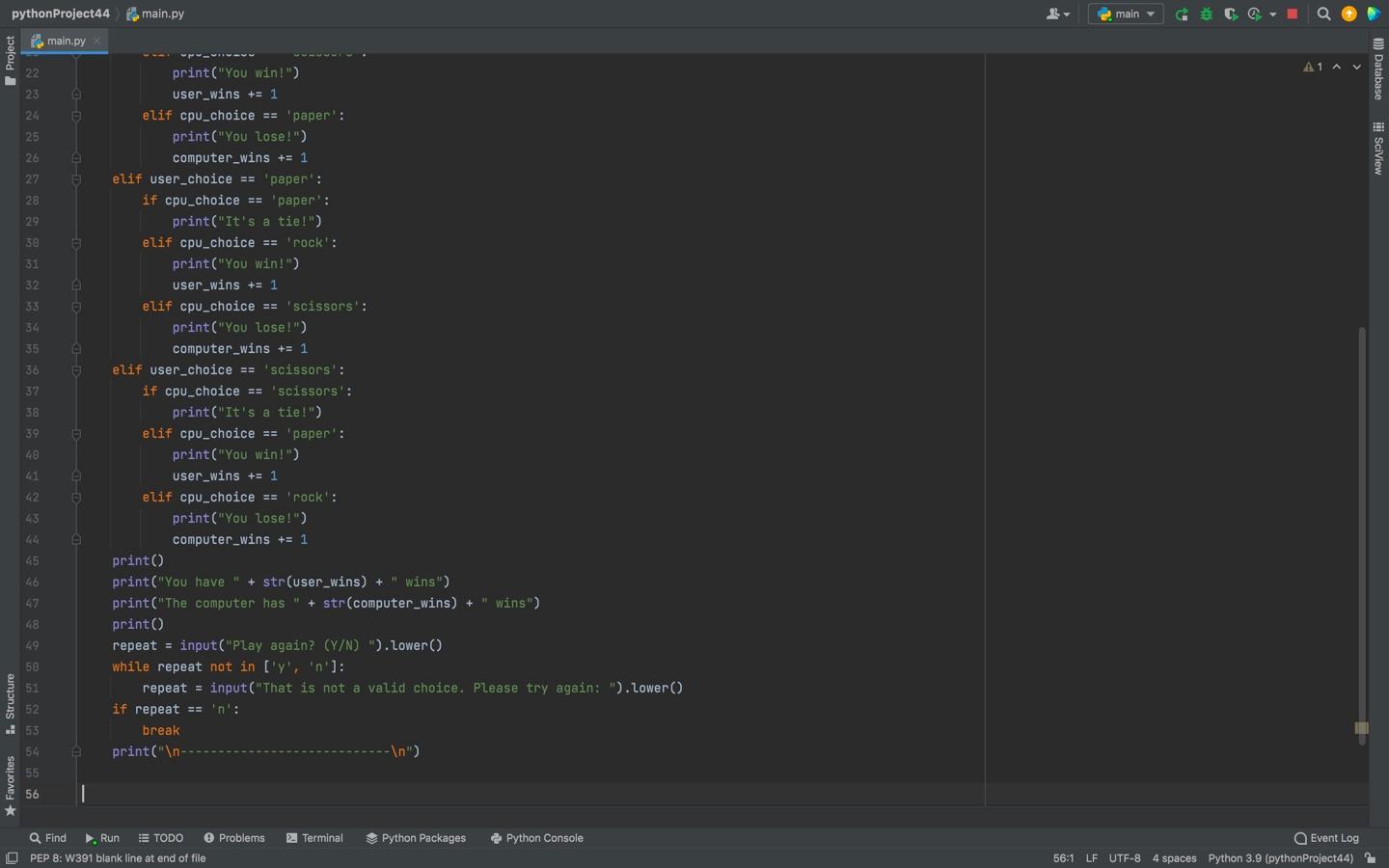Solved python Project44 (main.py main main.py A1 A 3 4 5 6 7 | Chegg.com