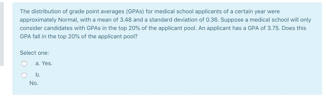 Solved The distribution of grade point averages (GPAs) for | Chegg.com