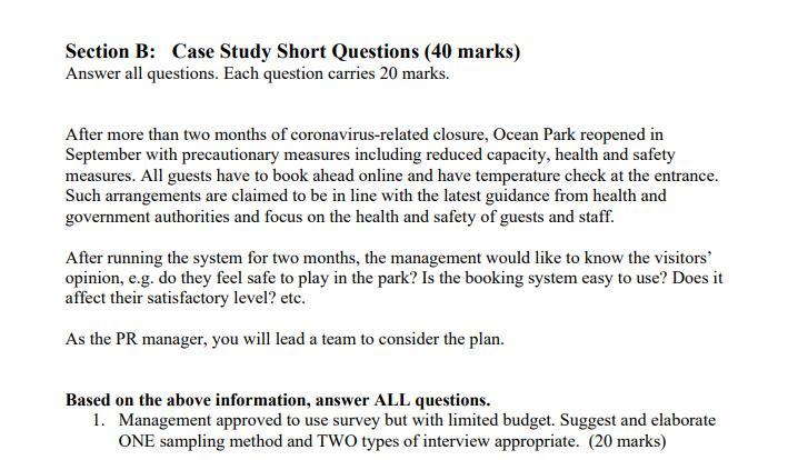 Solved Section B: Case Study Short Questions (40 Marks) | Chegg.com