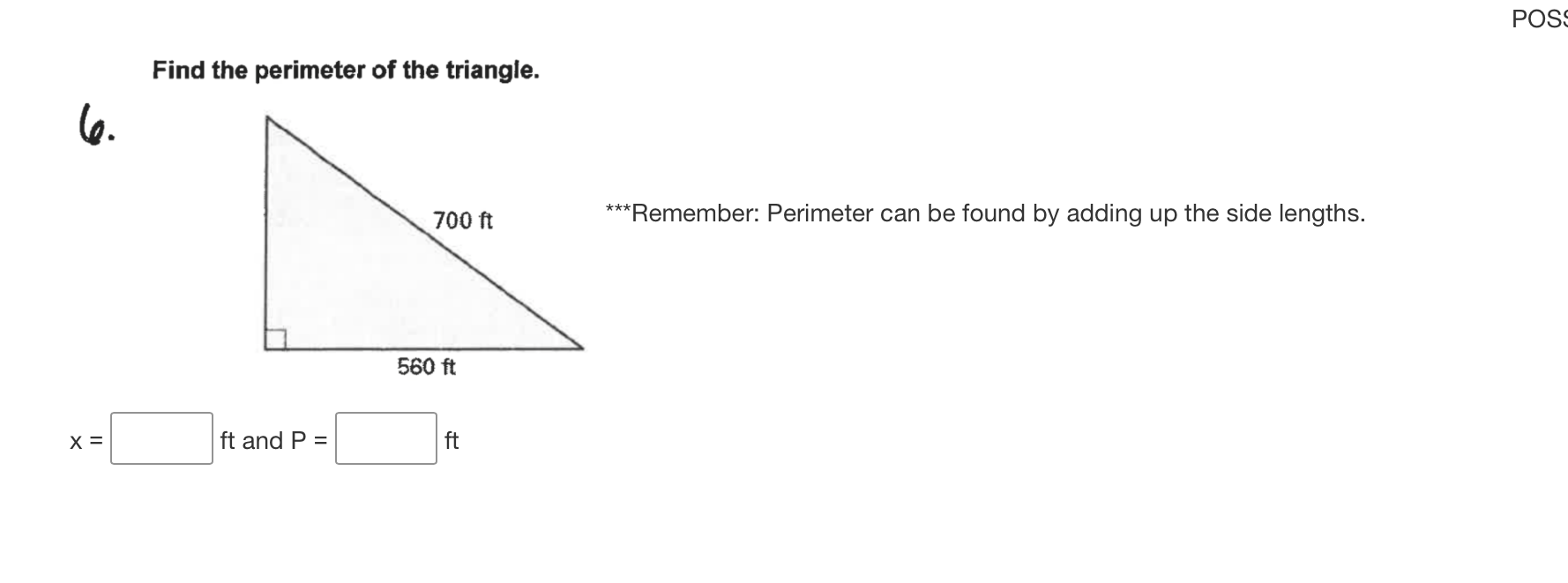 Solved POSS Find the perimeter of the triangle. 6. 700 ft | Chegg.com