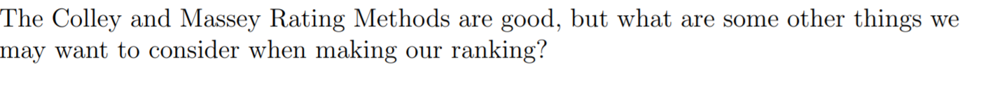 Solved The Colley and Massey Rating Methods are good, but | Chegg.com